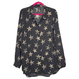 Lane Bryant Black & Tan Star Print Blouse - Size 22/24